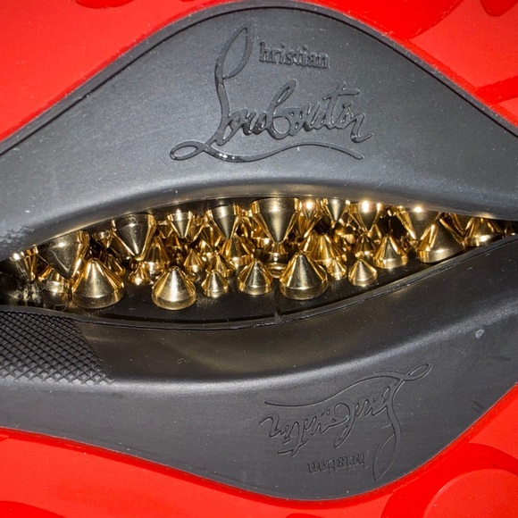 Christian Louboutin Louis Orlato Black and Gold Studded Sneakers s EU 41 US 10 - Picture 10 of 13
